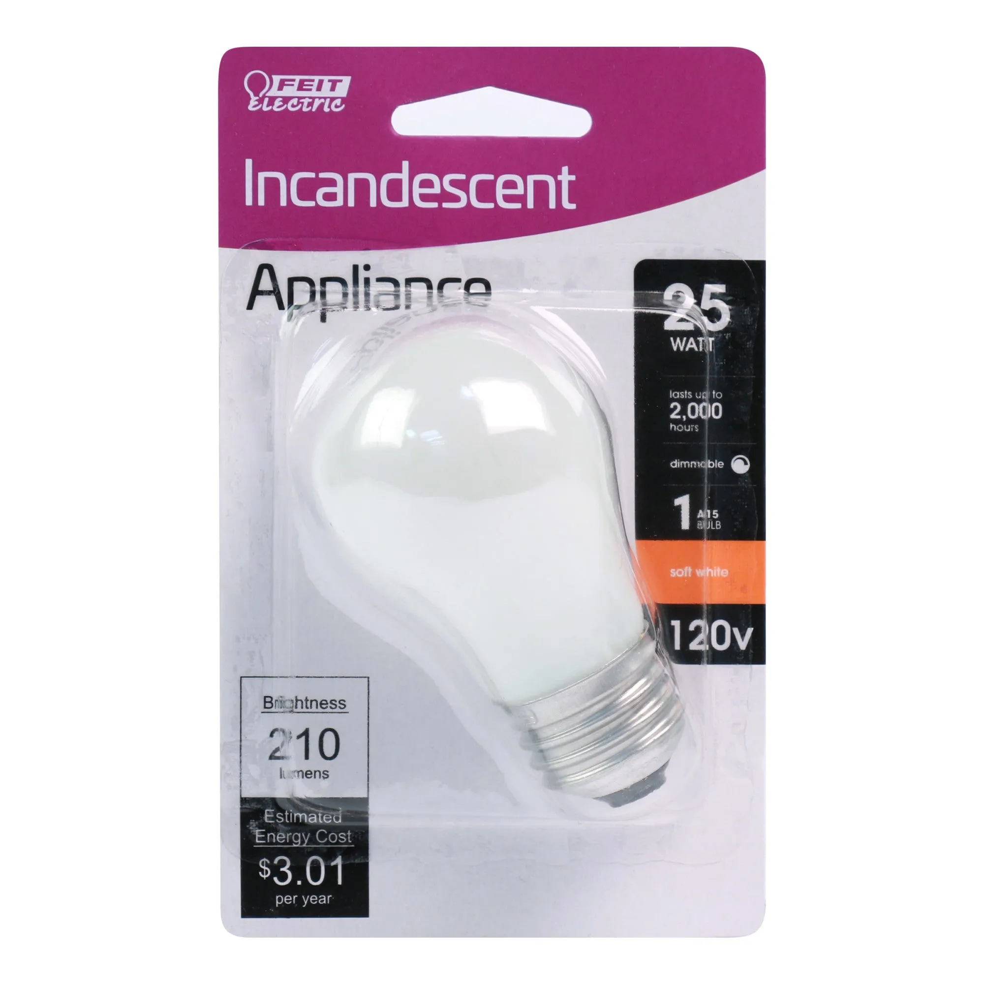 25W Soft White (2700K) A15 E26 Base Incandescent Light Bulb