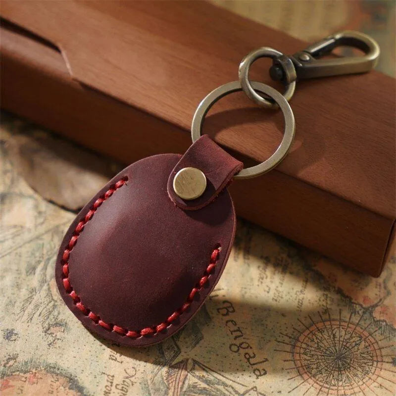 Emi Vintage Leather AirTag Keychain Case