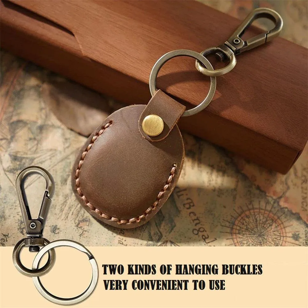 Emi Vintage Leather AirTag Keychain Case