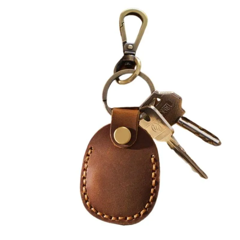 Emi Vintage Leather AirTag Keychain Case