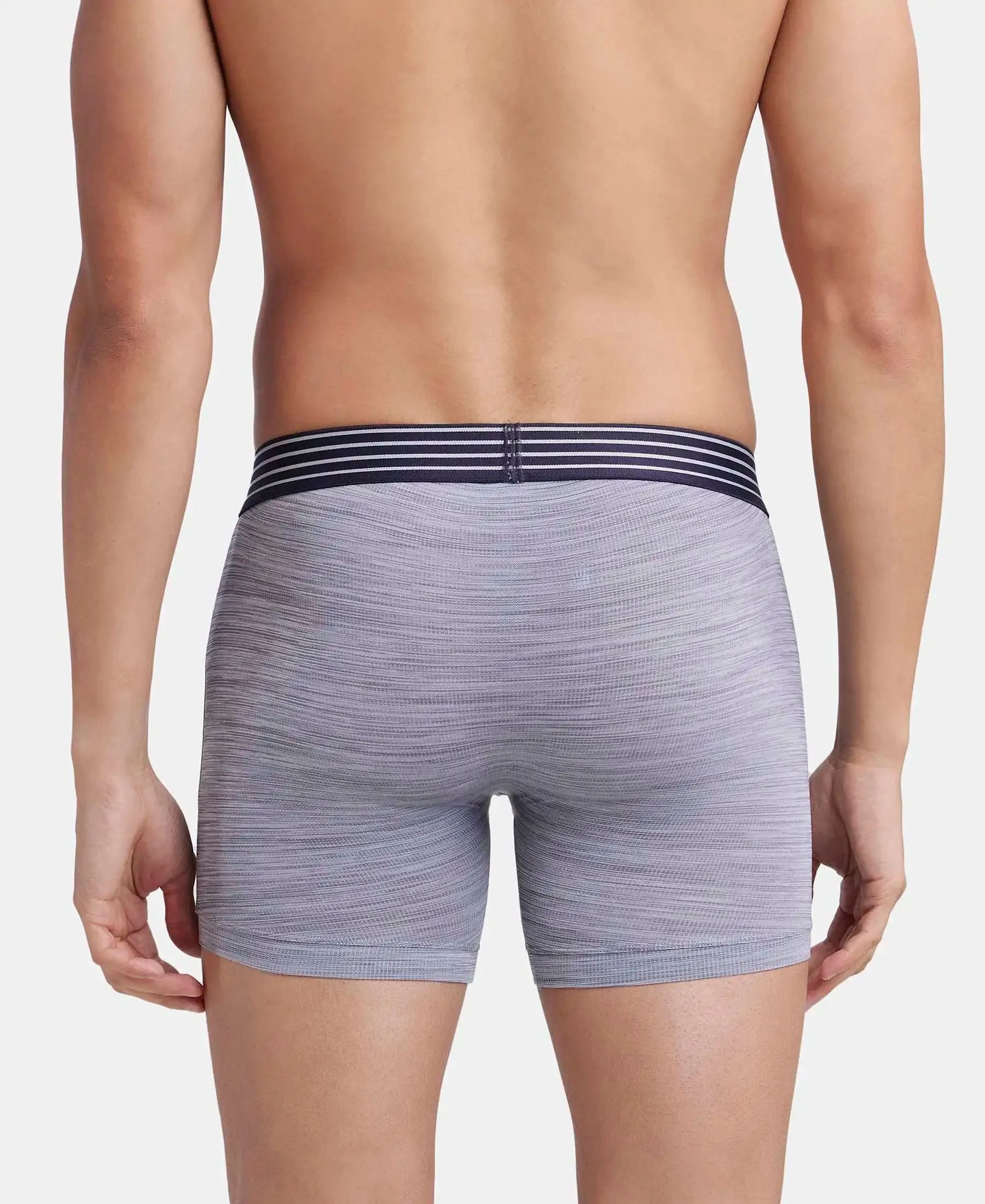 Microfiber Mesh Elastane Stretch Performance Boxer Brief with StayDry Technology - Mid Grey