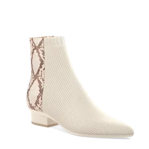 The Bootie - Ivory Snakeskin & Knit